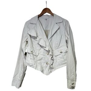 CAbi Women’s M 325 Wax Linen Ruffle Asymmetrical Jacket Coat Blazer